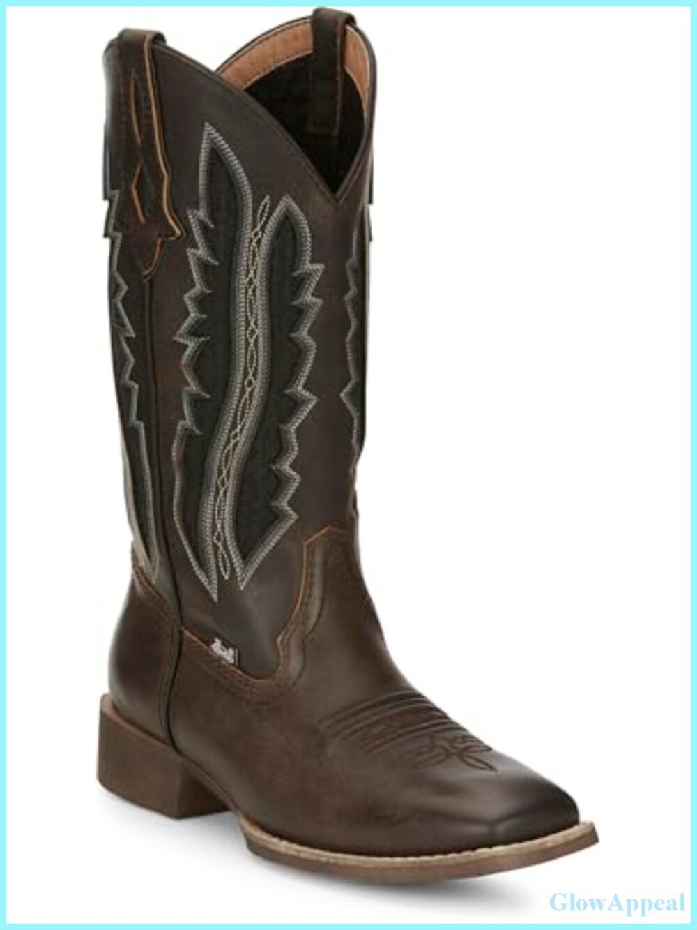 Leather Western Boots Womens Wide Square Toe 12in Knee High Rubber Sole